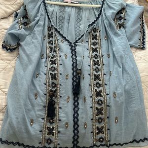 Calypso blue fun blouse